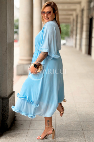 Kleid LUDVICA – Elegantes Chiffon-Kleid Hochzeit Hellblau