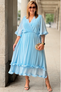 Kleid LUDVICA – Elegantes Chiffon-Kleid Hochzeit Hellblau