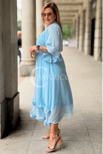 Kleid LUDVICA – Elegantes Chiffon-Kleid Hochzeit Hellblau