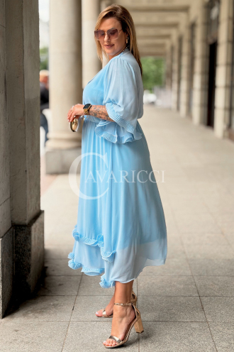 Kleid LUDVICA – Elegantes Chiffon-Kleid Hochzeit Hellblau