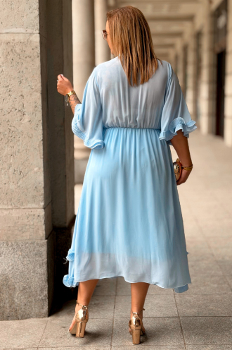 Kleid LUDVICA – Elegantes Chiffon-Kleid Hochzeit Hellblau