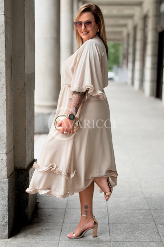 LUDVICA Chiffon-Kleid Beige – Elegant für Hochzeit & Feier