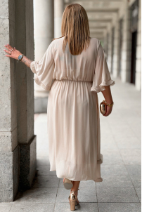 LUDVICA Chiffon-Kleid Beige – Elegant für Hochzeit & Feier