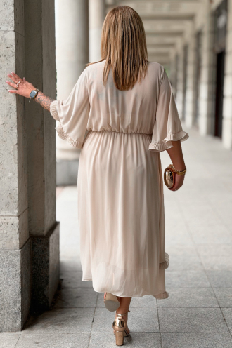 LUDVICA Chiffon-Kleid Beige – Elegant für Hochzeit & Feier
