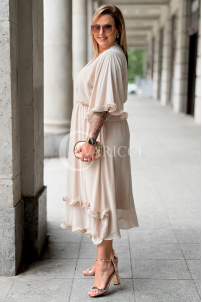 LUDVICA Chiffon-Kleid Beige – Elegant für Hochzeit & Feier