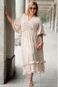 LUDVICA Chiffon-Kleid Beige – Elegant für Hochzeit & Feier