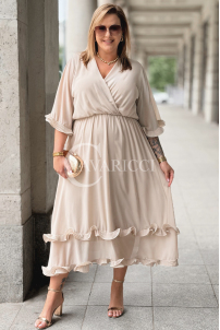 LUDVICA Chiffon-Kleid Beige – Elegant für Hochzeit & Feier