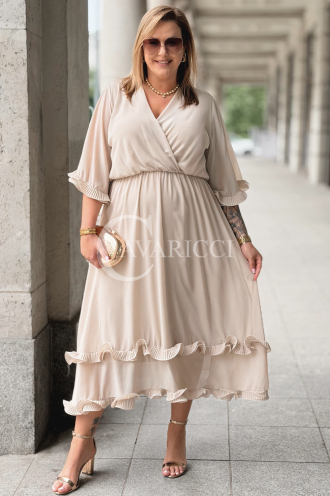 LUDVICA Chiffon-Kleid Beige – Elegant für Hochzeit & Feier