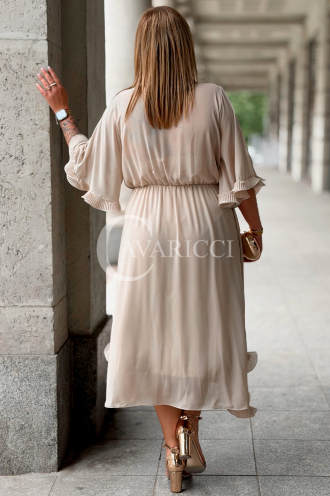 LUDVICA Chiffon-Kleid Beige – Elegant für Hochzeit & Feier