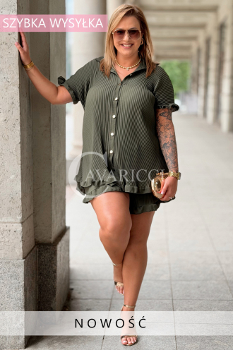 MADDALENA Sommer-Set Khaki – Plus Size, kaschierend