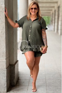 MADDALENA Sommer-Set Khaki – Plus Size, kaschierend