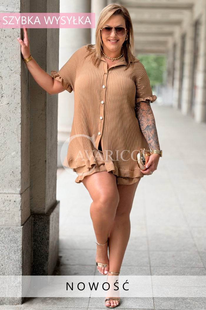 MADDALENA Sommer-Set Plus Size – Karamell, kaschierend
