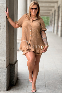 MADDALENA Sommer-Set Plus Size – Karamell, kaschierend