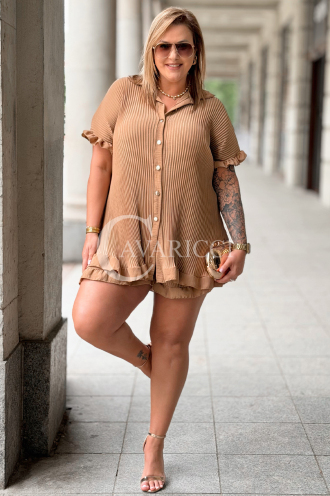 MADDALENA Sommer-Set Plus Size – Karamell, kaschierend