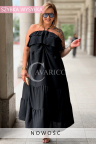 MARCELLA Kleid – Luftiges Maxikleid mit Volant am Ausschnitt und Bindeband am Hals, Farbe Schwarz