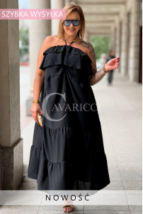 MARCELLA Maxikleid Schwarz – Luftig mit Volant & Bindeband