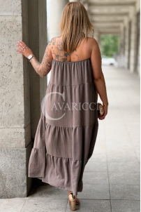 MARCELLA Maxikleid mit Volant & Bindeband – Fango