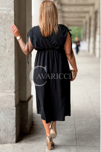 TUNIA Sommerkleid Schwarz mit Rose – Elegant & Bequem