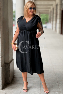 TUNIA Sommerkleid Schwarz mit Rose – Elegant & Bequem
