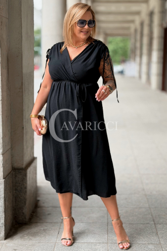 TUNIA Sommerkleid Schwarz mit Rose – Elegant & Bequem