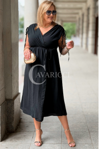 TUNIA Sommerkleid Schwarz mit Rose – Elegant & Bequem