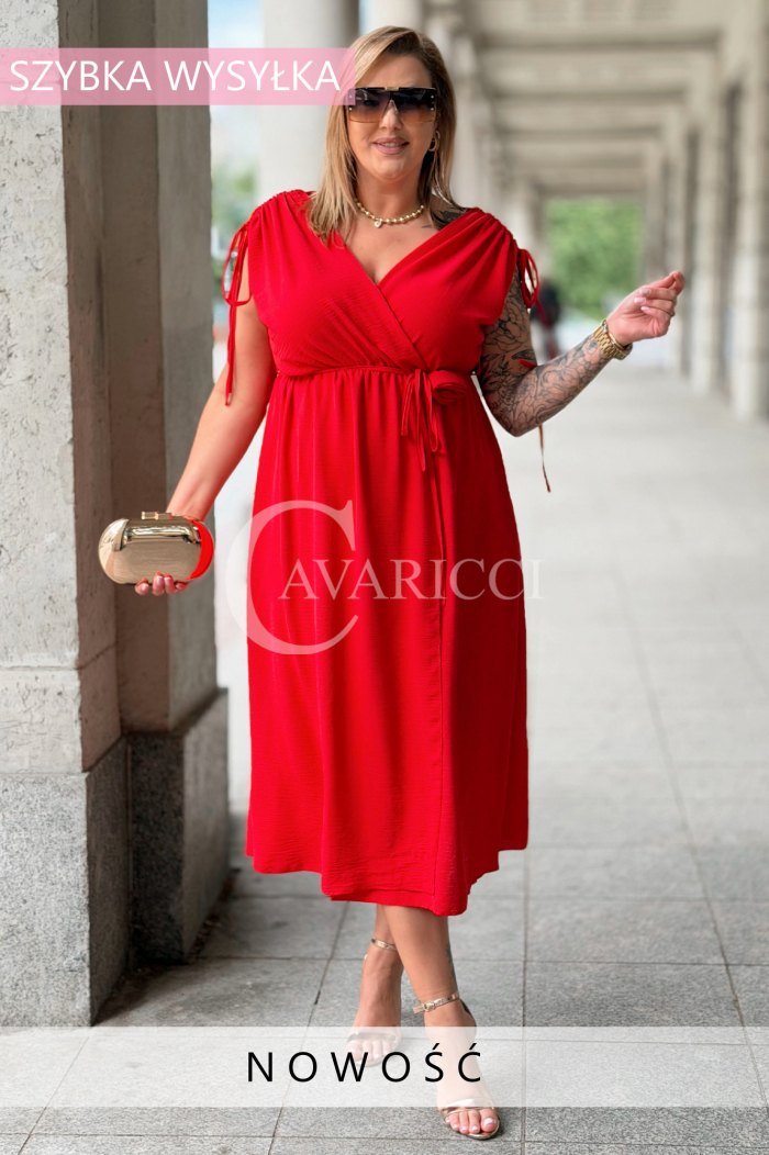 TUNIA Sommerkleid Rot mit Rose – Elegant & Bequem