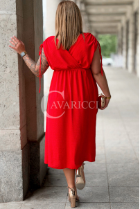 TUNIA Sommerkleid Rot mit Rose – Elegant & Bequem