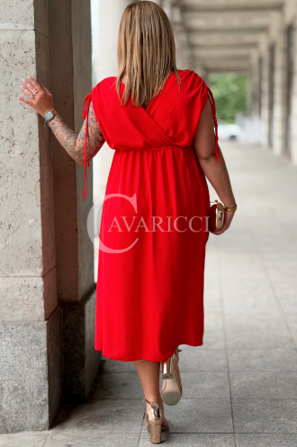TUNIA Sommerkleid Rot mit Rose – Elegant & Bequem