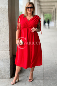 TUNIA Sommerkleid Rot mit Rose – Elegant & Bequem