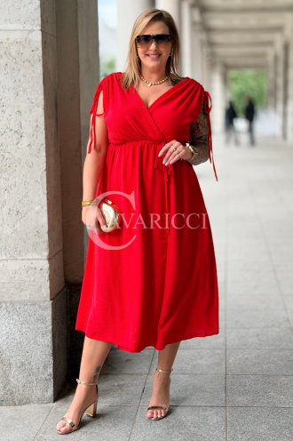 TUNIA Sommerkleid Rot mit Rose – Elegant & Bequem