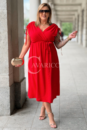 TUNIA Sommerkleid Rot mit Rose – Elegant & Bequem