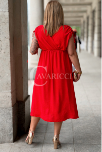TUNIA Sommerkleid Rot mit Rose – Elegant & Bequem