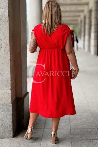 TUNIA Sommerkleid Rot mit Rose – Elegant & Bequem