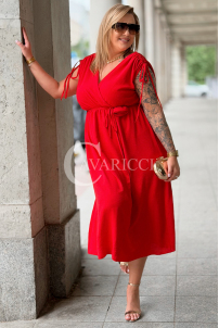TUNIA Sommerkleid Rot mit Rose – Elegant & Bequem
