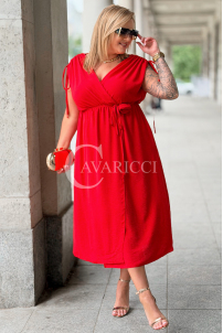 TUNIA Sommerkleid Rot mit Rose – Elegant & Bequem
