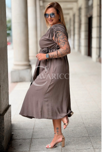 Kleid TUNIA Fango – Sommerkleid mit Rose & Wickelausschnitt
