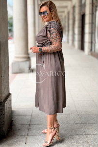 Kleid TUNIA Fango – Sommerkleid mit Rose & Wickelausschnitt