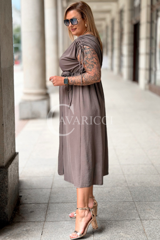Kleid TUNIA Fango – Sommerkleid mit Rose & Wickelausschnitt