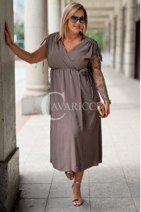 Kleid TUNIA Fango – Sommerkleid mit Rose & Wickelausschnitt