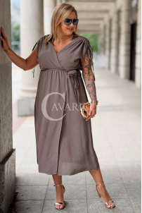 Kleid TUNIA Fango – Sommerkleid mit Rose & Wickelausschnitt