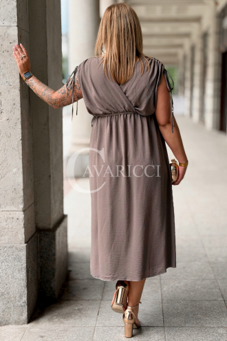 Kleid TUNIA Fango – Sommerkleid mit Rose & Wickelausschnitt
