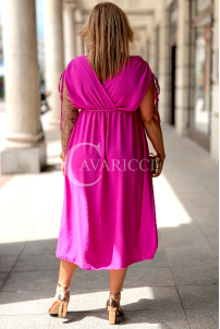 Kleid TUNIA Fuchsia – Sommerkleid mit Rose, weich & bequem