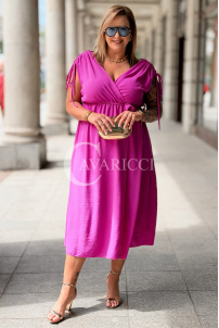 Kleid TUNIA Fuchsia – Sommerkleid mit Rose, weich & bequem