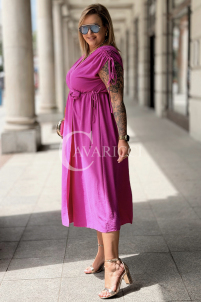 Kleid TUNIA Fuchsia – Sommerkleid mit Rose, weich & bequem