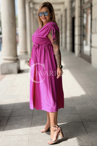Kleid TUNIA Fuchsia – Sommerkleid mit Rose, weich & bequem