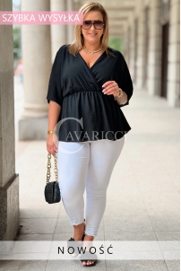 Bluse BARBARA Plus Size – Schwarz, kaschierend & feminin