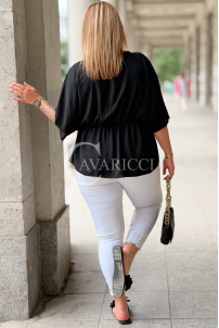Bluse BARBARA Plus Size – Schwarz, kaschierend & feminin