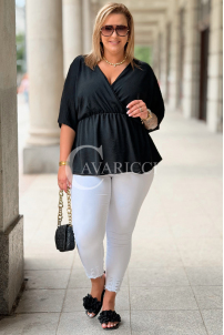 Bluse BARBARA Plus Size – Schwarz, kaschierend & feminin