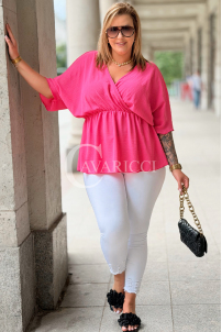 Bluse BARBARA Fuchsia – Plus Size, kaschiert den Bauch
