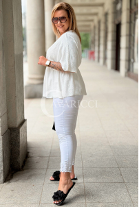 Bluse BARBARA Ecru – Plus Size mit Wickelausschnitt
